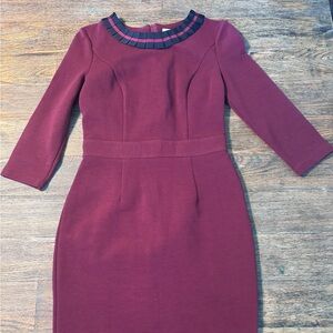 Boden Rich Burgundy Long Sleeve Dress